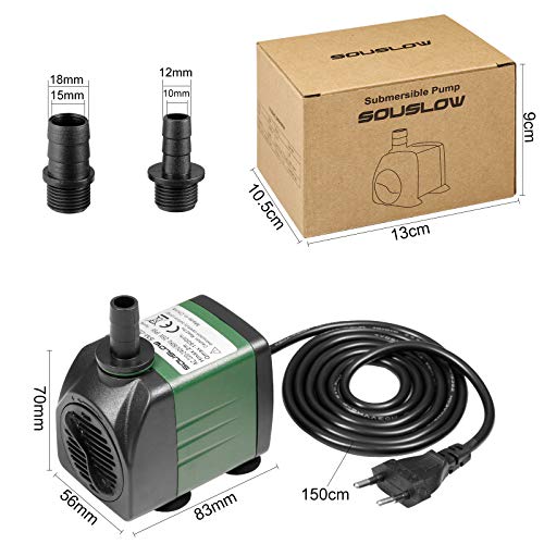 SOUSLOW Waterpomp, 25 W, 1500 l/u, AC 220 - 240 V, met 2 sproeiers voor aquarium, tuin, hydrocultuursysteem - Image 8