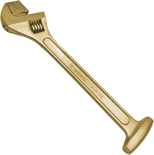 WEDO Non-Sparking Adjustable Wrench,Spark-free Safety Multifunctionof Clamping & Hammering Wrench, Aluminum Bronze,DIN Standard, BAM & FM Certificate,14'',350 * 26 * 80mm