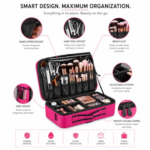 Image of SHAMAX Professional Extra Large Size 41cm x 30 cm x 12cm Makeup Box for Girls,Makeup Box Vanity, Makeup Kit Pouch, Cosmetic Bag, Makeup Brush Organizer and Vanity Bag, Toiletry Jewellery Box
