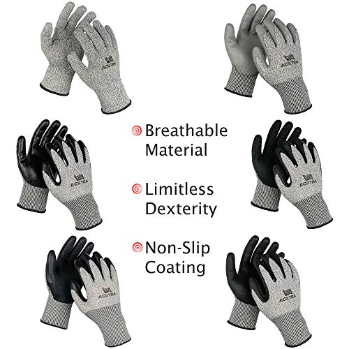 Acktra Wg013 Level 5 Cut Resistant Warehouse Safety Work Gloves 12 Pairs, Crinkle Finish Latex Coated, Power Grip, For Men And Women, En 388 (Large) #TOP1