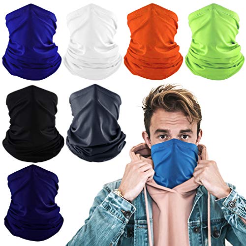 Konikit 8Pcs Neck Gaiter Cooling Face Covering for Men Women Summer Neck Gator Face Mask for Dust Outdoor