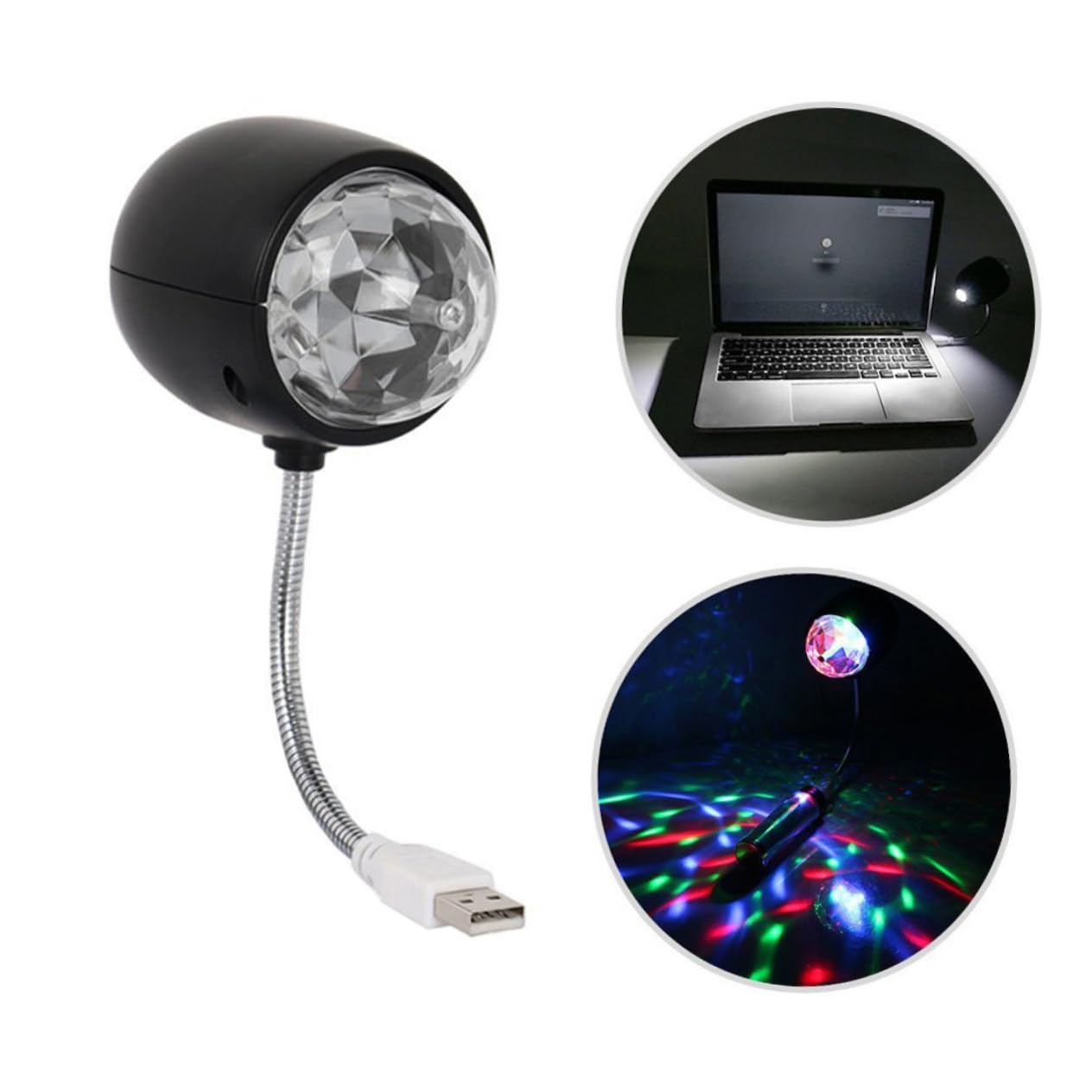 ULDIGI 1pc USB Mini Disco Light Decorative Strobe Lamp Reading Light Black Compact Atmosphere for Parties Home Gatherings and Ktv Use