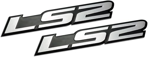 LS2 - Placa de identificación con emblema de aluminio real altamente pulido plateado sobre negro (paquete de 2)