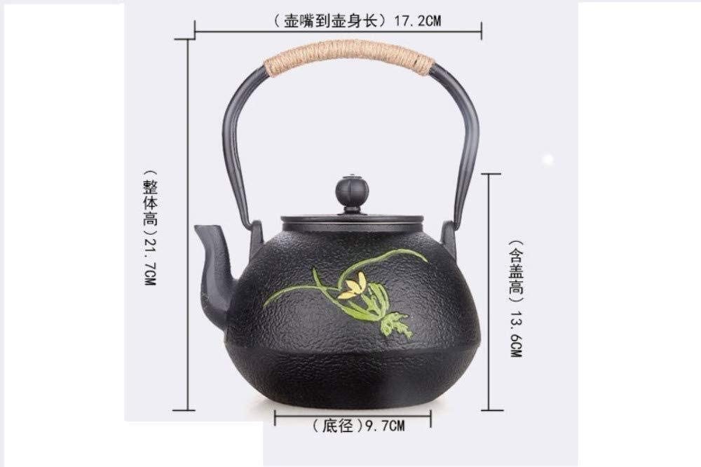 Habrur Theiere Fonte Théière Japonaise Théière en Fonte De 40,5 Oz/1,2 L Théière en Fer Non Revêtue Théière Artisanale avec Filtre Théière en Fonte Theiere Japonaise