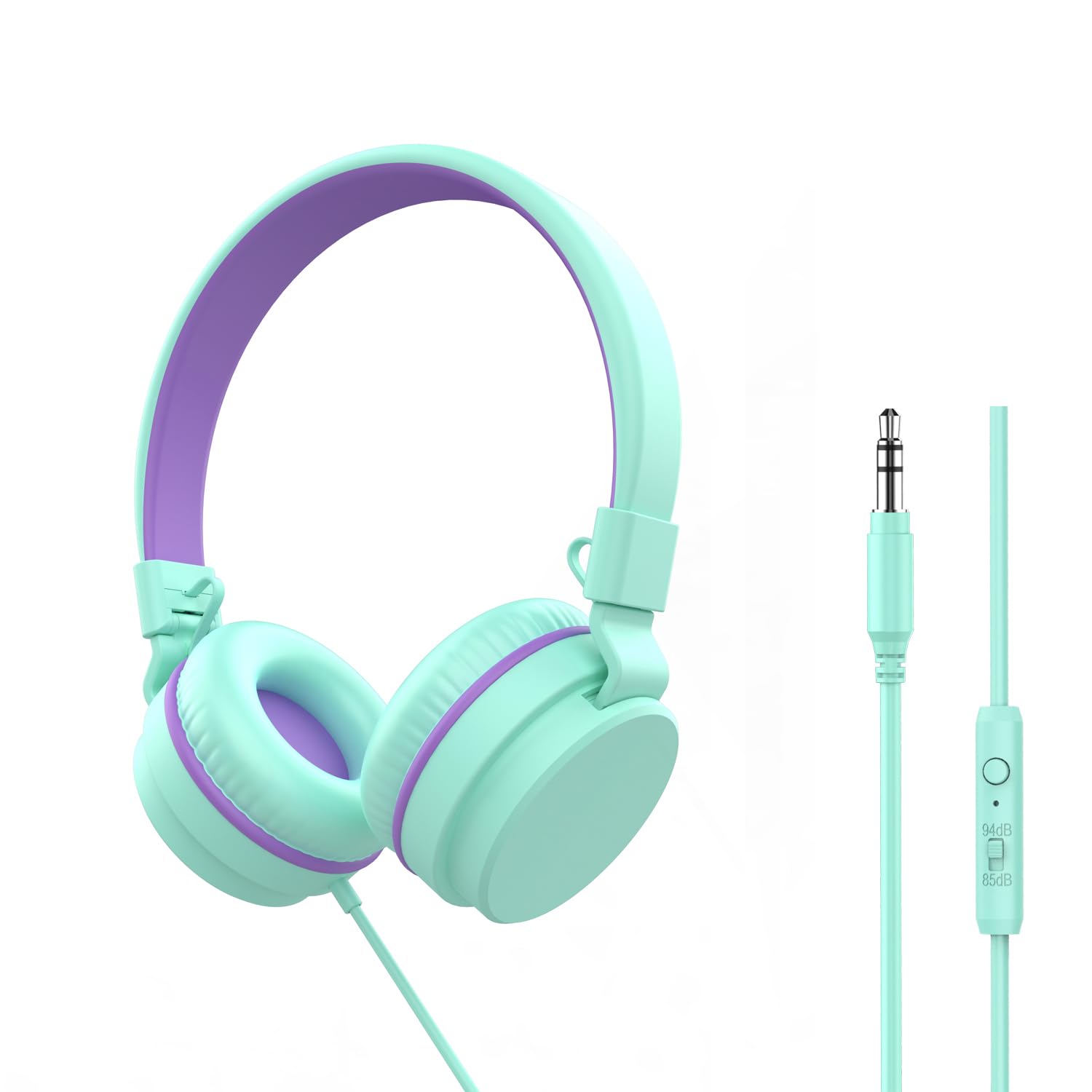 YOYOTUNE Kinder-Kopfhörer, On-Ear-Kopfhörer für Kinder mit Mikrofon, 85/94 dB Lautstärkeregler, Kopfhörer für Mädchen, Jungen, Kinder, 3,5 mm Kabel, faltbarer Kopfhörer für Lernen und Unterhaltung