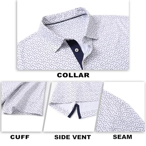 Image of M MAELREG Mens Golf Shirt Short Sleeve Dry Fit Print Moisture Wicking Performance Patterns Collared Polo Shirt