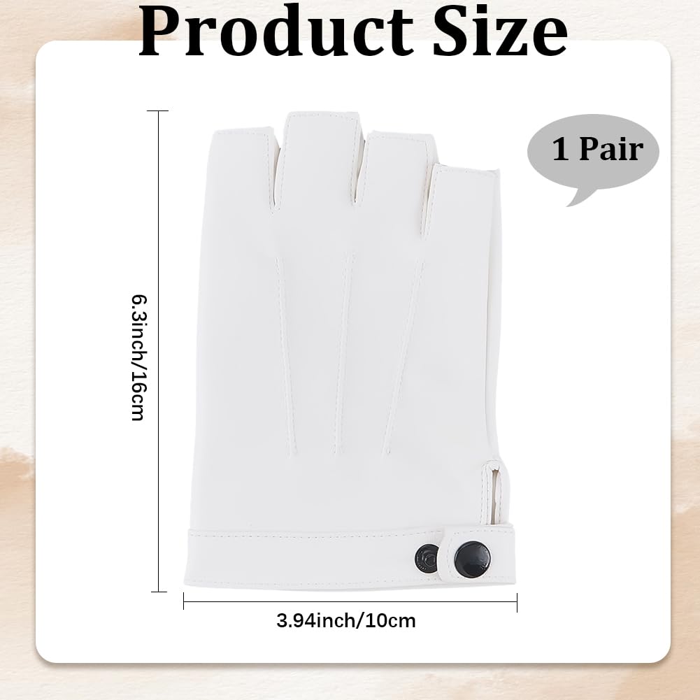 Par De Guantes Góticos De Cuero Genuino Sin Dedos – Estilo Punk Perforado, Con Correa Ajustable, Para Moto, Cosplay Y Actuaciones