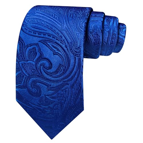 Image of Barry.Wang Men Tie Set Paisley Silk Necktie Pocket Square Cufflinks Formal Wedding Business Party