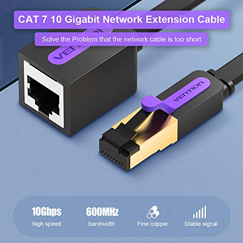 Andoer Cabo de extensão de rede VENTION CAT 7 Cabo de rede plana de 10 Gigabit de alta velocidade RJ