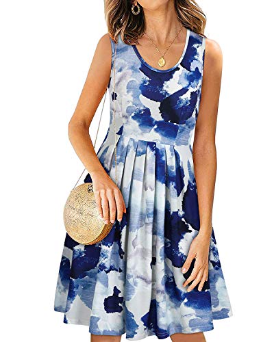 Image of KILIG Women Soft Casual Beach Sundress Floral Pleated Vintage Tank Dress 2026