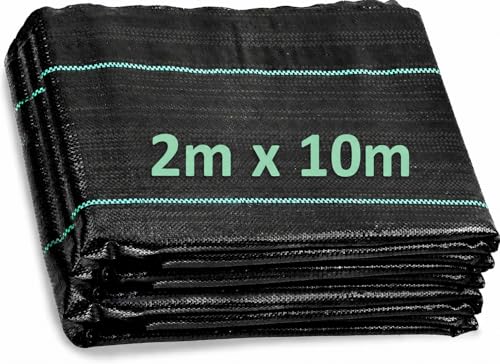 ANSIO Heavy Duty Weed Membrane 2m x 10m Garden Weed Control Fabric UV Stabilised Ground Cover Breathable Landscape Fabric for Patios Flower Beds Driveways & Landscaping