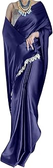 A To Z CartWomen's Satin Silk Solid Plain Saree Shiv Shakti-New