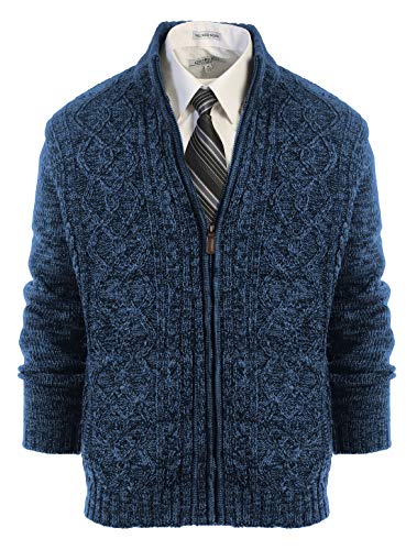 Gioberti Mens Heavy Weight Cardigan Twisted Knit Full-Zipper Sweater