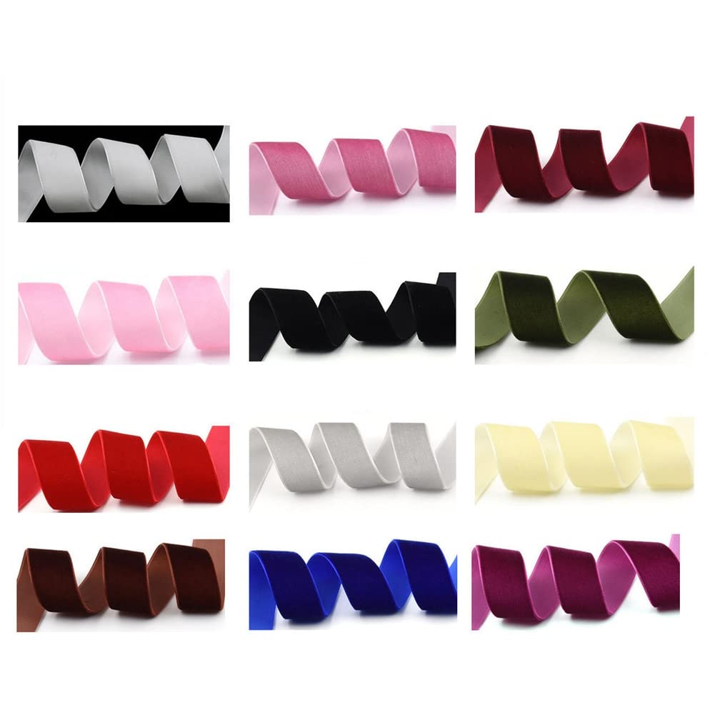 SHTGOI 5 Yards/Rouleau 25 Mm De Largeur Ruban En Velours Samtborte Ruban Pour Boucles D'oreilles Ruban Pour Bijoux Samt Dekoband Ruban Pour Cadeaux Ruban Décoratif Pour Cheveux Vêtements Boîte Cadeau