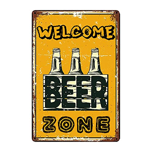 COCAINK Welkom Bier Zone Tin Sign Vintage Decor Thuis Bar Grot Wanddecoratie Bier Metalen Straatbord