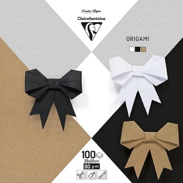 Clairefontaine - Ref 95006C - Origami Paper Pack (Pack of 100 Sheets) - 20 x 20cm in Size, 80gsm Deep-Dyed Paper, Smooth Touch - Assorted Natural Colours