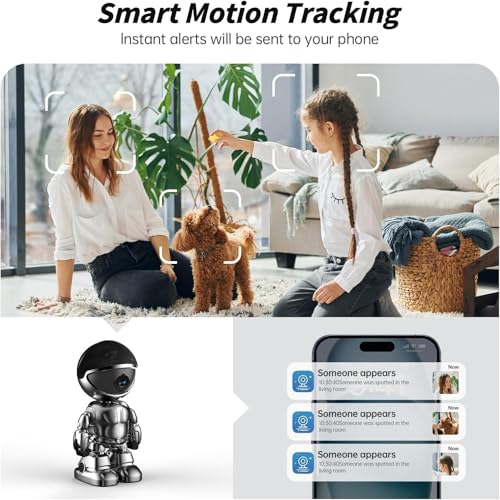 Image of Indoor Security Camera WiFi, 5G&2.4G Robot Security Cameras Wireless Indoor for Home Security, Baby /Dog /Pet Camera with Phone App,360 PTZ Nanny Cam with Motion Sensor & Night Vision