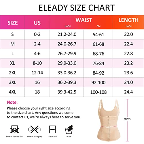 Eleady Women's Underbust Corset Waist Trainer Cincher Steel Boned Body Shaper Vest with Adjustable Straps (L, Beige) - Thumbnail 6