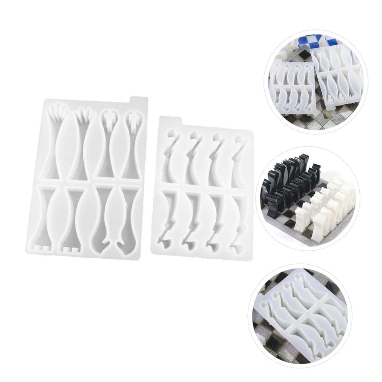 DOITOOL 2pezzi Stampi in Silicone Per Scacchi Stampi in Resina Epossidica Flessibili e Riutilizzabili Per Creare Pezzi Da Gioco o Decorativi