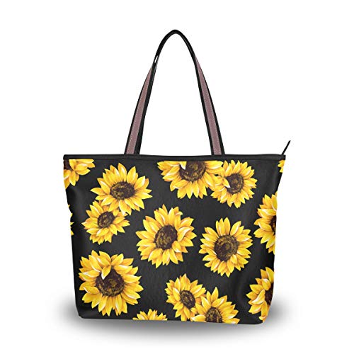 Zip Tote Bag Watercolor Sunflower Women's Handbags Shoulder Bags Satchel Purse 1 514YAhe4QvL. SL500