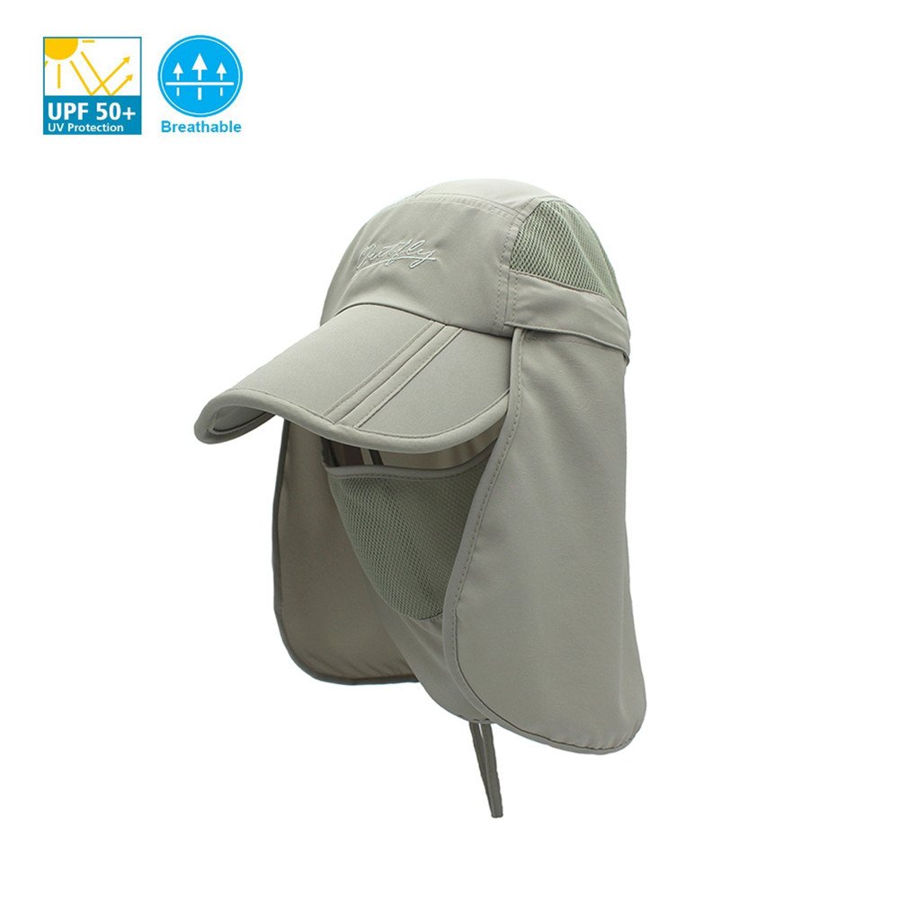 UNIQME Sun Cap Fishing Hat For Men Women, UPF 50+ Protection Quick-drying With Removable Neck Flap & Face Cover Mask, Sun Hat for Gardening, Hiking, Camping, Boating, Outdoor Sports …