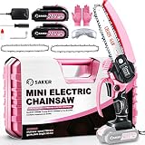 Saker Mini Chainsaw,6 Inch Portable Electric Chainsaw Cordless Pink,Handheld Chain Saw Pruning Shear