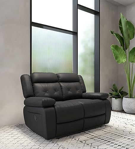 Image of Torque - Anaika 2 Seater Leatherette Manual Recliner | Recliner Sofa /Chair for Living Room, Bedroom, Office (Black) | 1 Year Warranty