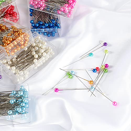 image for AIEX 1200 Pieces Sewing Pins Multicolor Head Pins Straight for Dressma