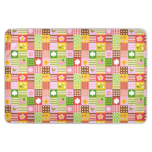 Alfombras de pañales a cuadros coloridos de dibujos animados, alfombra para pañales resistente al agua, máquina lavable, productos de ropa de cama para niños adultos, 132 cm L x 86 cm B