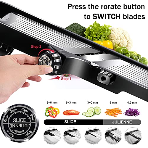Masthome Mandoline Vegetable Slicer Professional, Adjustable Mandoline Food Slicer, Functional Vegetable Chopper for Potato, Cucumber, Onion, Send Safety Gloves & Cleaning Brush - Image 3