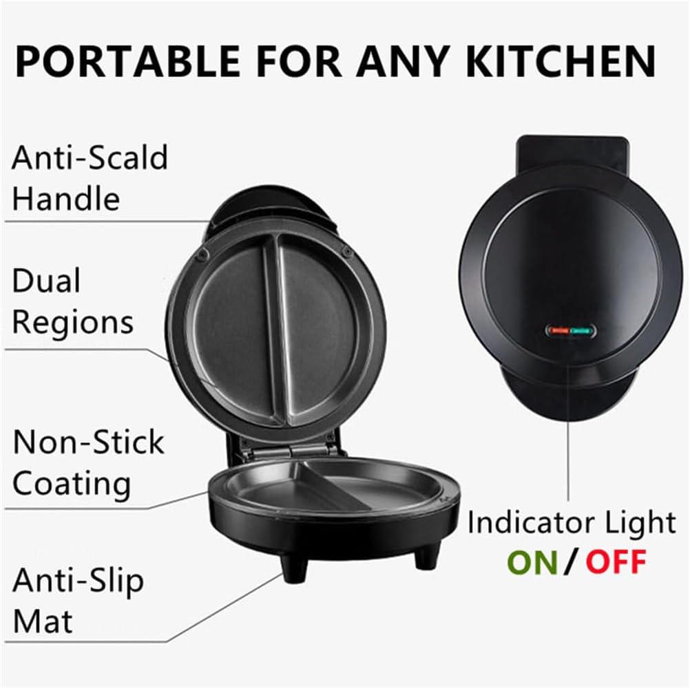 Dual Zone Electric Omelette Maker,Electric Egg Omelette Makers Nonstick,1000W Double-Sided Heating Omelet Maker with Indicator Lights for 2 Individual Omelets