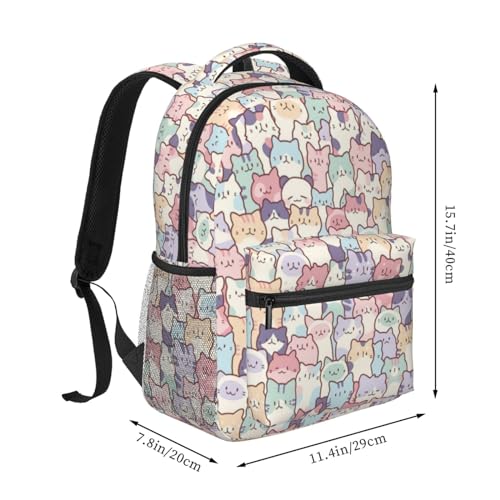 Cute Colorful Cats Kids Backpacks for Girls Boys Teenager,BookBags Back to School Bag,Lightweight Travel Daypack Laptop Backpack,Elementary Primary Middle School Bags for Age 6-122