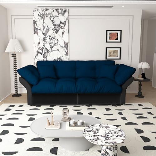 74.8" Queen 3-in-1 Convertible Sofa Bed with Pull-Out Frame