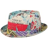 LIERYS Newspaper Pork Pie Stoffhut Herren - Handmade in Italy - Sommerhut aus 100% Baumwolle - Leichter Baumwollhut mit Muster - Handgefertigter Pork-Pie-Hut Frühling/Sommer bunt M (56-57 cm)