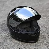 TCMT Gloss Black Motorcycle Street Bike Shield Full Face DOT Adult Helmet Size M L XL