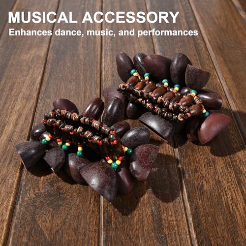 Image of 2 Pcs Cacho Seed Rattle Bracelets, Nature Sound African Nut Seed Shell Wrist Shaker Dance Anklets Bell