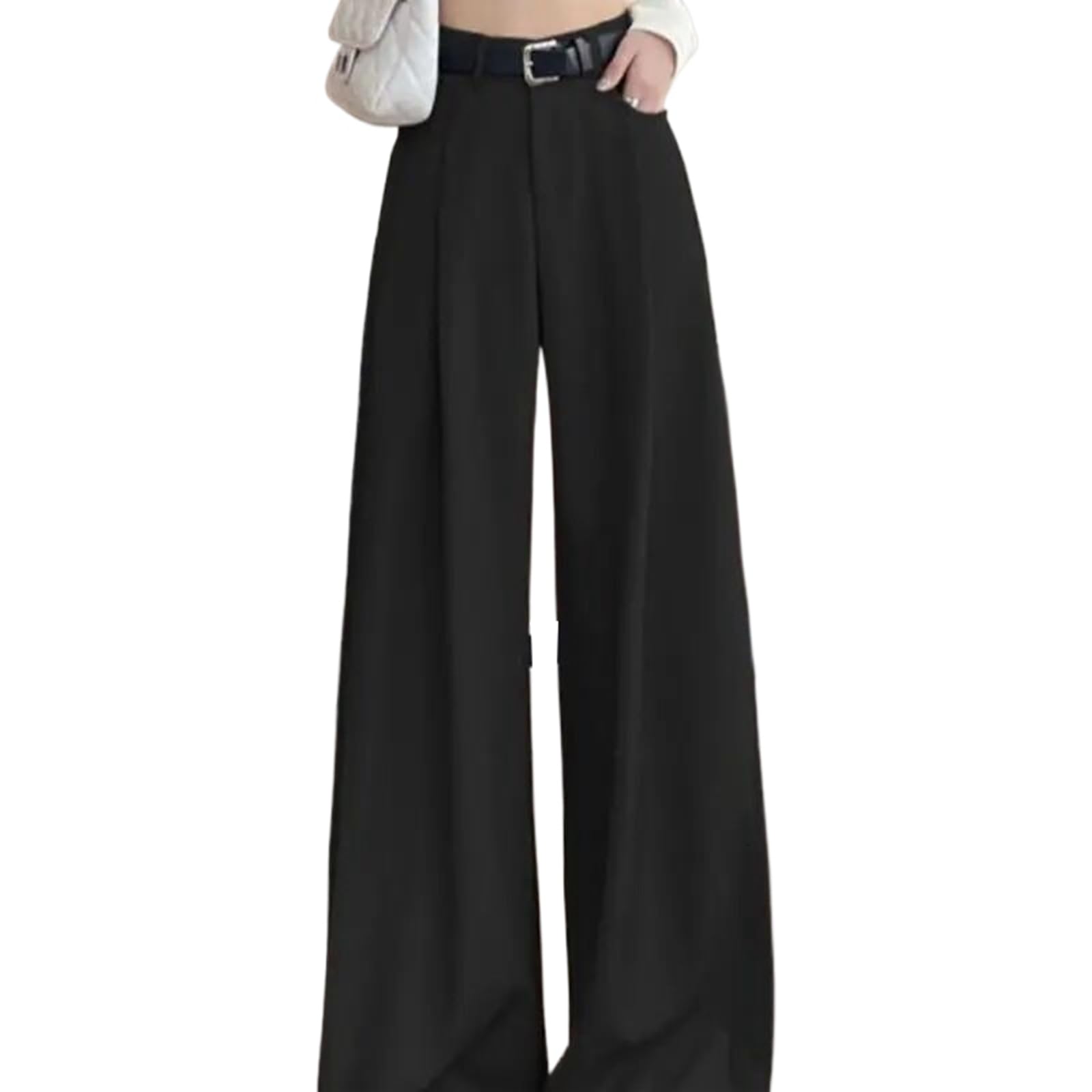 High Waist Casual Suit Pants Women Loose Straight Wide Leg Trousers Spring Autumn