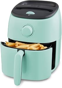 Dash DCAF200GBAQ02 Tasti Crisp Electric Air Fryer, Non Stick Fry Basket, Recipe Guide + Auto Shut Off Feature, 2.6Qt, Aqua