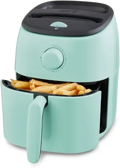 DASH Tasti-Crisp™ Electric Air Fryer Oven, 2.6 Qt., Aqua – Compact Air Fryer for Healthier Food in Minutes, Ideal for Small Spaces - Auto Shut Off, Analog, 1000-Watt