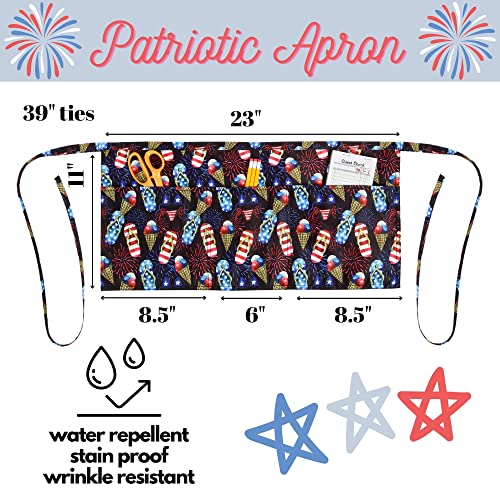 Patriotic Waitress Apron For Fourth Of July And Summer Bbqs And Parties, American Flag, Stars, Server Aprons With 3 Pockets, Red White And Blue #TOP2