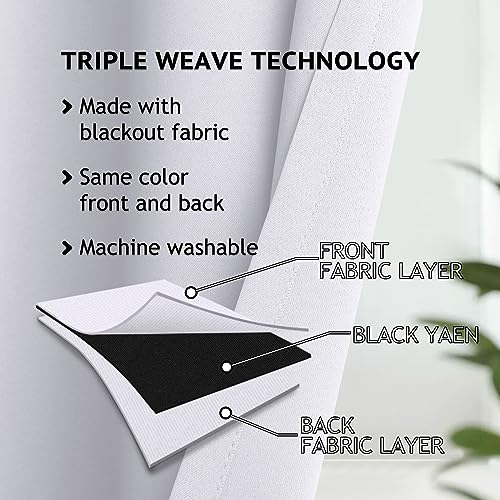 Image of COSVIYA Grommet Room Darkening Pure White Curtains 84 inch Long for Bedroom | Light Blocking Insulated Thermal Curtains for Living Room, Blackout Thick Polyester Window Drapes,52x84 inches, 2 Panels