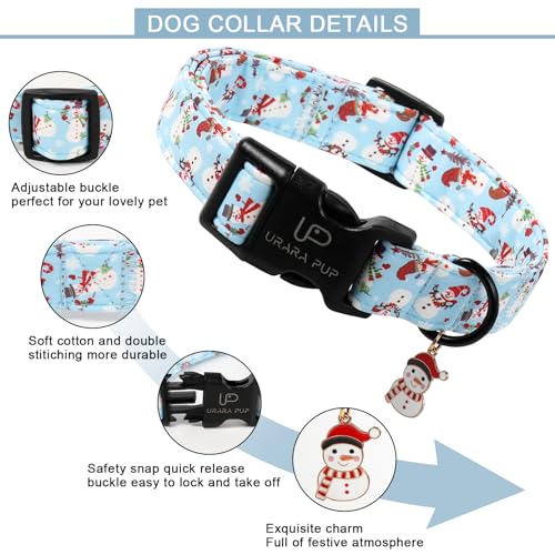 Image of Christmas Snowman Dog Collar - Xmas Dog Collars with Cute Snowman Patterns - Soft, Adjustable, Ideal for Winter Holidays M