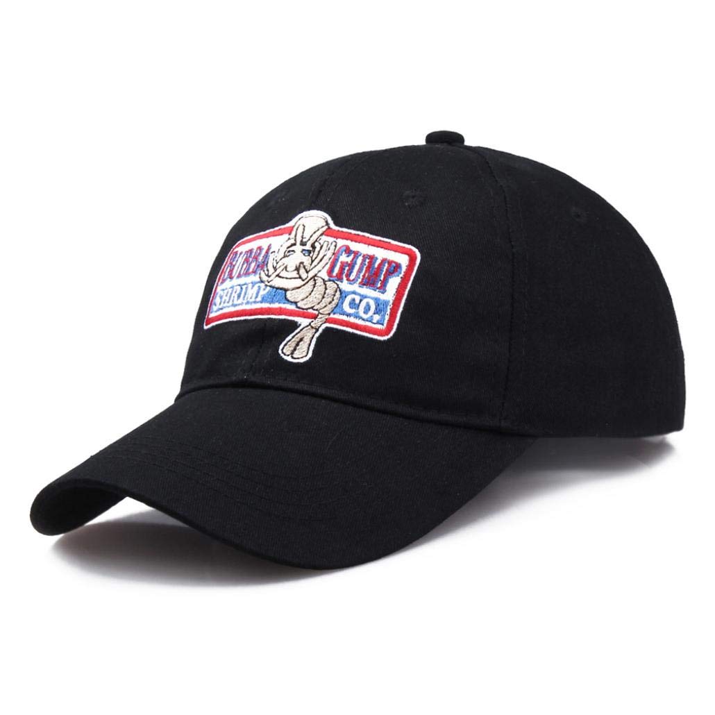 Bontand Unisex Black Adjustable Bubba Gump Baseball Cap Shrimp Co. Embroidered Bend Brimmed Snapback Hat For Women Men