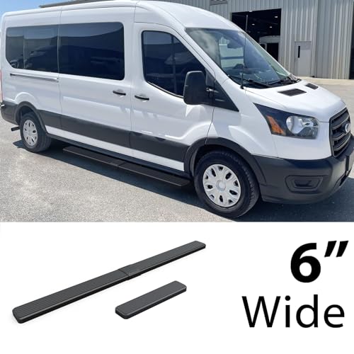 Barras laterales HD Ridez de acero inoxidable negro 6" para Ford Transit 2015-2026 miniatura 2