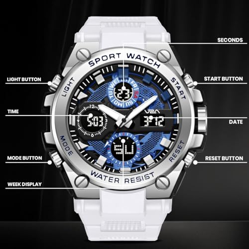 Image of V2A Stryke-TERRAX 5220 Analog-Digital Sports Watch for Men | Bold 3D Dial Design | 50M Waterproof Quartz Watch with Alarm, Stopwatch, Day-Date & Backlight | Rugged Everyday Performance
