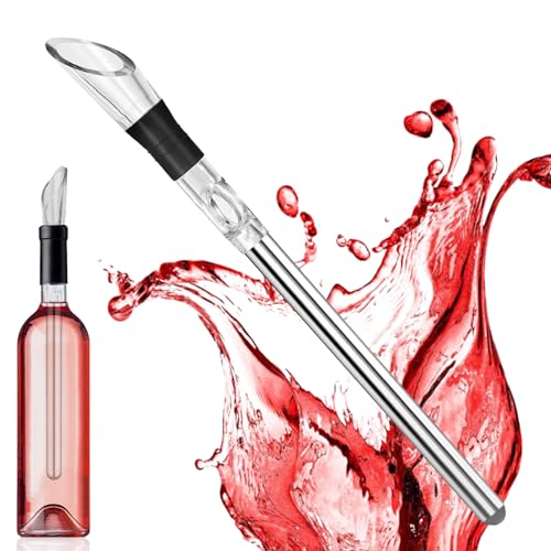 Senbaler Rafraichisseur de Bouteille en 304 Acier Inoxydable, Accessoires de Vin, Kit Vin Cadeaux pour Hommes et Femmes Amateurs de Vin (Tige de refroidissement)