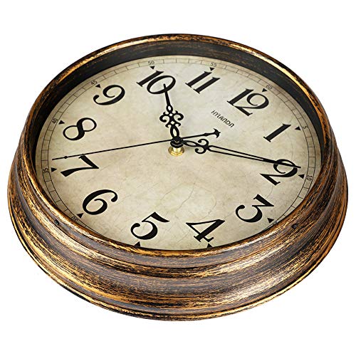 HYLANDA Wall Clock - 12 Inch Vintage Wall Clocks Battery Operated - Retro Silent Non Ticking - Decorative Living Room Home Kitchen School Office