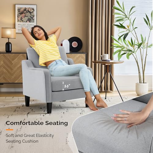 Image of VINGLI Accent Chairs for Living Room, Line Comfy Upholstered Sofa Chair Mid Century Modern Armchair for Bedroom, Home Office, Small Spaces, Apartment