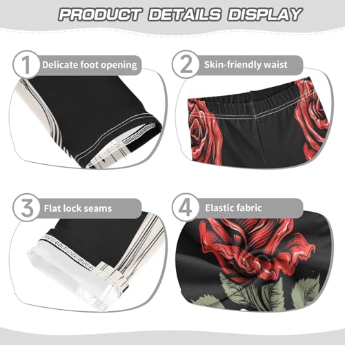 Bolaz Toddler Girls Leggings Printed Yoga Pants Leggings Skull Red Rose Three for Kids3