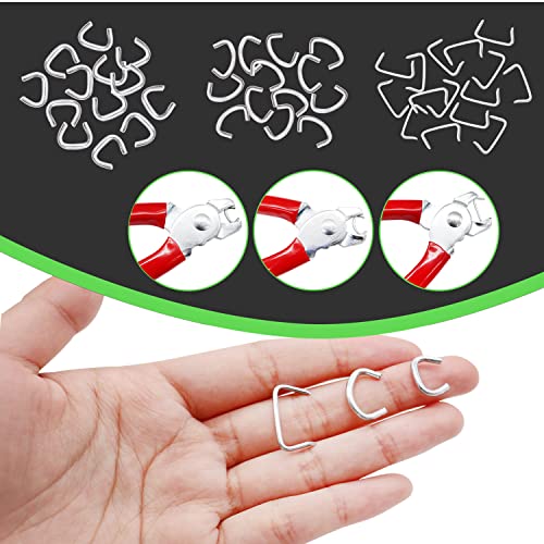 Image of 540 pcs Hog Rings with Straight Hog Ring Pliers Kit 3 /4 inch 1 /2 inch 3 /8 inchGalvanized Hog Rings for Animal Pet Cages、Ropes、Bagging、DIY Craft、Furniture